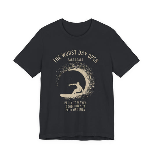 Surf Vibes Tee – "The Worst Day Open" Vintage Surf Graphic T-Shirt